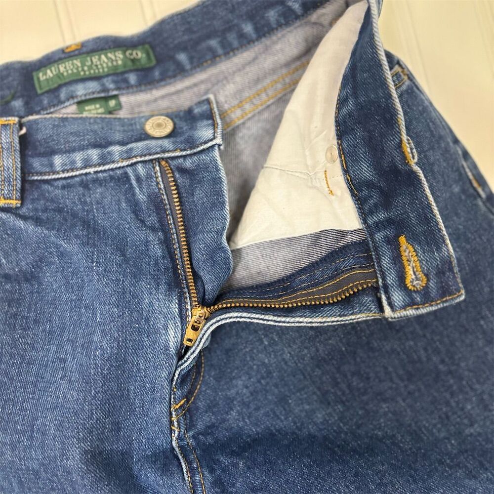 Lauren Jeans Co. Women's Petite High-Rise Straight Leg Jeans Blue - Picture 8 of 12